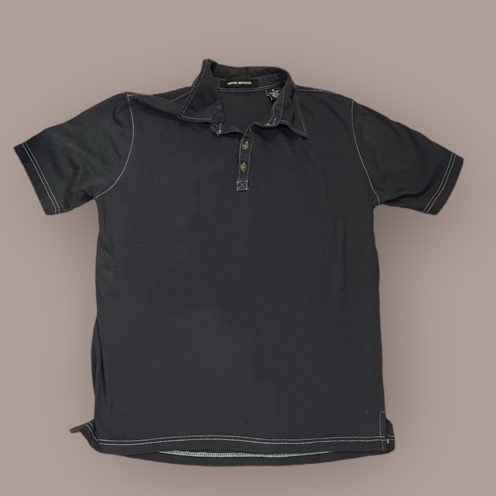 Michael Brandon Navy Blue Collared Short Sleeve Shirt For Men.‎ Size Medium - Picture 3 of 6